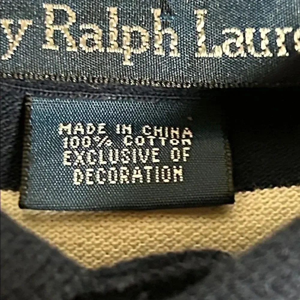 Ralph Lauren Mens Navy Blue and White Striped Polo Shirt